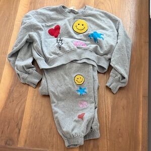 Jessica Simpson Gray Pullover Sweatshirt with Embroidered Yellow Patch